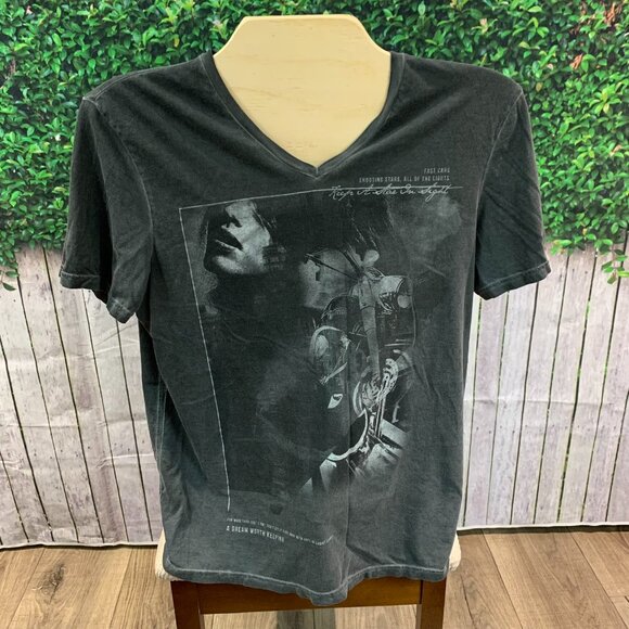 Buffalo Jeans Black Thrashed Grunge Motorcycle Mens T-shirt Size M (SKU: 21M) - Picture 1 of 6
